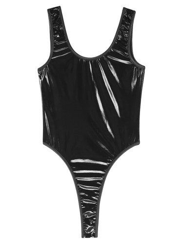 UK Womens One-Piece Shiny Wetlook PVC Leather Bikini Leotards Swimwear - Picture 23 of 37