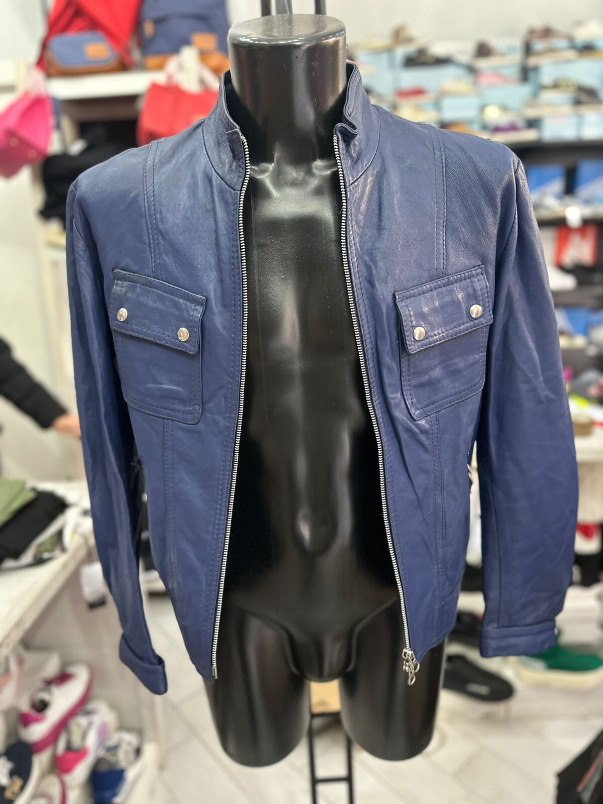 Genuine Leather Go Flash Jacket Men's Size 50 Blue LLV561