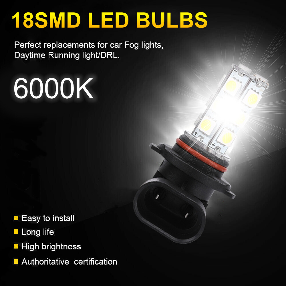 2 Bombillas LED Blanco Xenón 6000K Para Coche - Tipo 9006/HB4, Ideales Para Luces Antiniebla O Diurnas