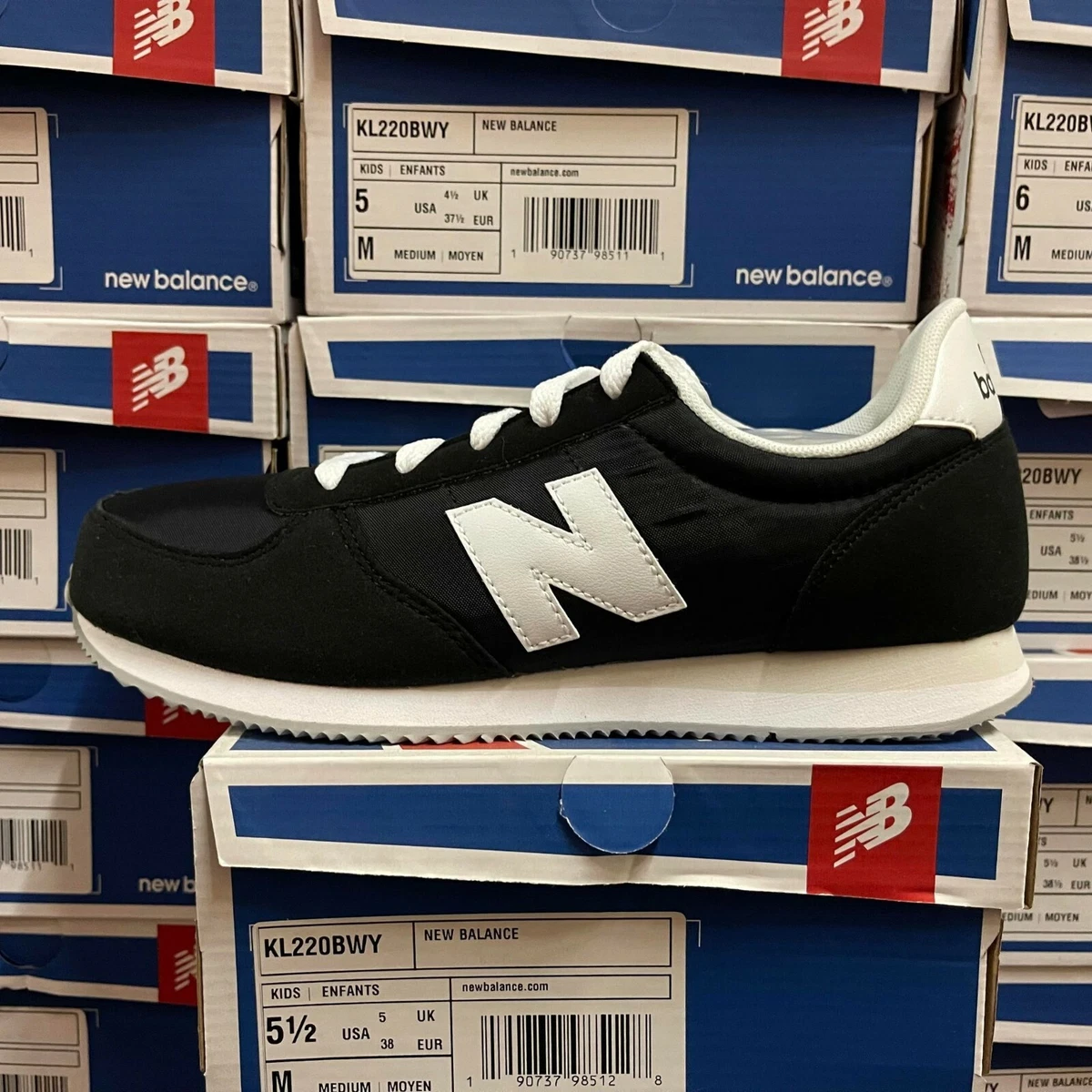 NEW BALANCE 220 KL220BWY BLACK/WHITE ATHLETIC WOMEN SHOES SNEAKER | eBay