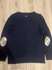 Barbour Sporting UK10 Womens Cable Knit Wool Sweater Blue