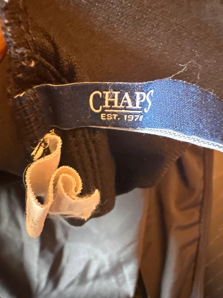 Chaps 女式荷叶边吊带连体泳衣 US 16 EU 48 黑色尼龙混纺 — 第 4/4 张图片