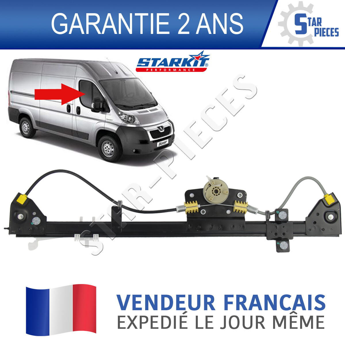 Lève-vitre électrique avant droit Boxer 2 Jumper 2 Ducato 3 mécanisme de rechange