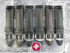 23mm VICTORINOX SWISS ARMY Black CALF LEATHER STRAP CAVALRY BAND 6 Color Stitch