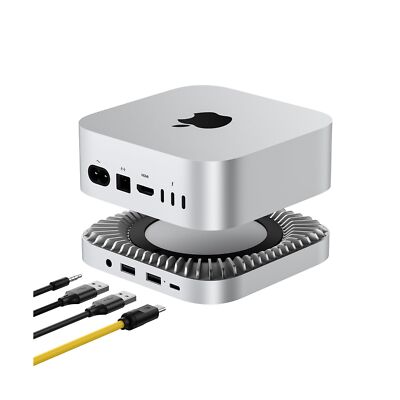 Aluminum Hub & Stand for New M4/M4 Pro Mac Mini (2024) with 40Gbps NVMe/M.2 S...