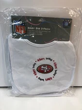 NFL San Francisco 49'ers Baby Bib 2-Pack Nylon Closure By Baby Fanatic - White