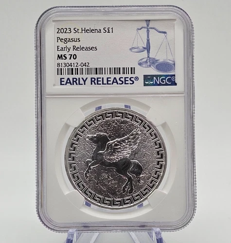 2023 St. Helena Early Releases  Silver Pegasus NGC MS70 ER Blue Label