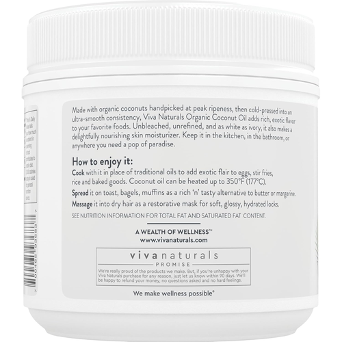 Viva Naturals Organic Coconut Oil - Unrefined and Cold-Pressed, Natural Hair Oil - Picture 8 of 10
