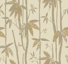 Contemporary Bamboo Stalks With Shiny Golden Leaves Wallpaper AC6090