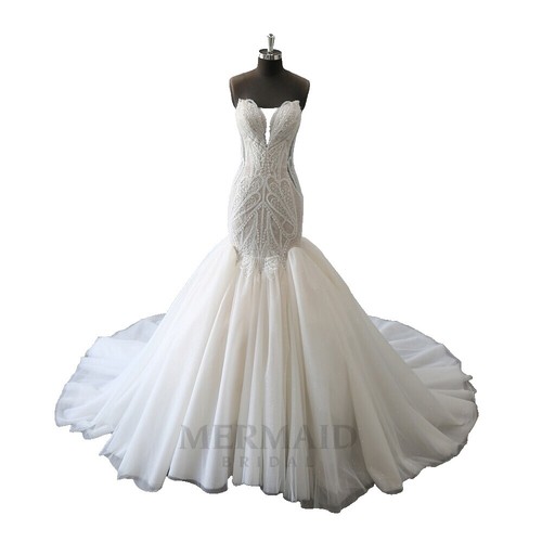 fitted lace wedding dress Beaded Strapless Corset Mermaid Dress by Ladivine CD847 main image 1