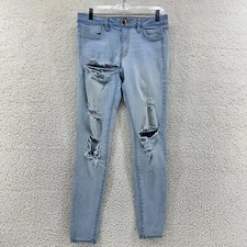 American Eagle Womens 6R Super Super Stretch Jegging Light Wash Distressed Slim