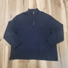 Polo Ralph Lauren Sweater Mens XXL Navy Blue Pullover 1/4 Zip Pony