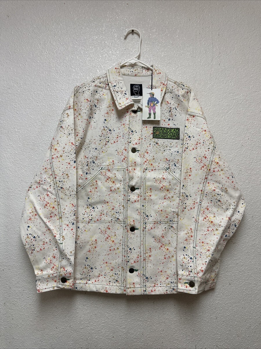 Dickies Brain Dead Denim Jacket Mens Beige Paint Splatter