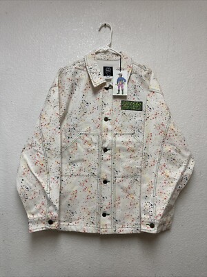 Dickies Brain Dead Denim Jacket Mens Beige Paint Splatter