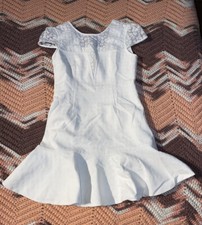 Five Plus Clothing White Houndstooth Floral Dress Size Small Bridal Bride Party