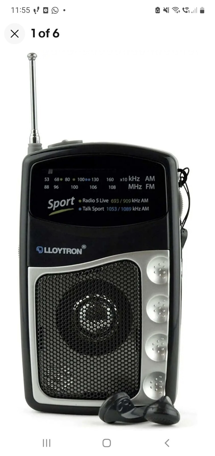 AM/FM Portable Battery Pocket Radio & Earphones - Lloytron Entertainer *N2201BK
