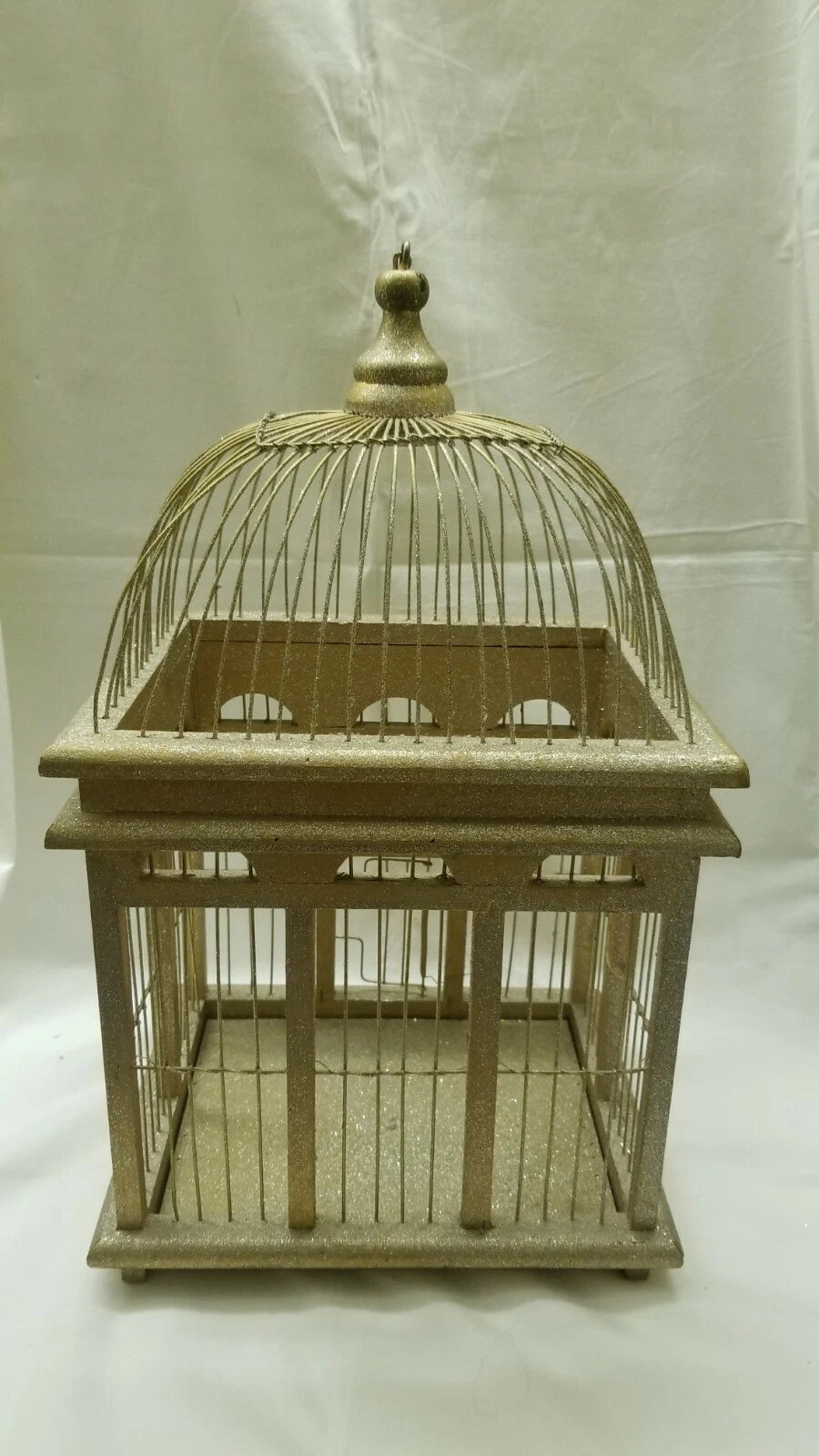 Vintage Dome Shaped Chinese Gold Painted Bird Cage