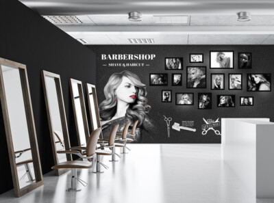 3D Fashion Barber Shop 9084 Wallpaper Wall Murals Wall Paper Print Mural Romy