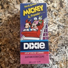 Vintage Dixie Cups Mickey And Friends 3 oz Bathroom Cups Box 200ct