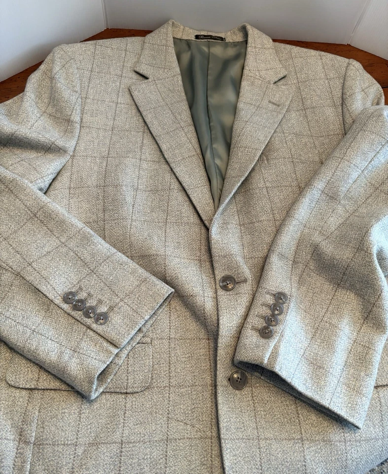 Casaco esportivo masculino 1881 Lanificio Cerruti lã de cashmere leve cinza forrado com botões 44R - Imagem 4 de 4