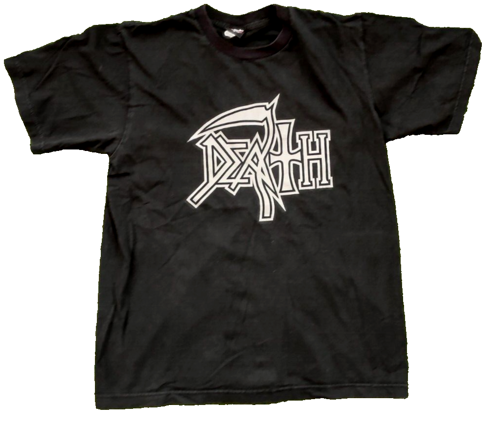 Vintage DEATH - 100% Pure Organic Metal Black Double Sided T Shirt