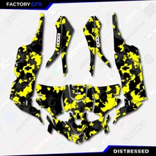 Black Yellow Distressed Camo Graphics kit fits Yamaha YXZ 1000R 2019-2024 Decals