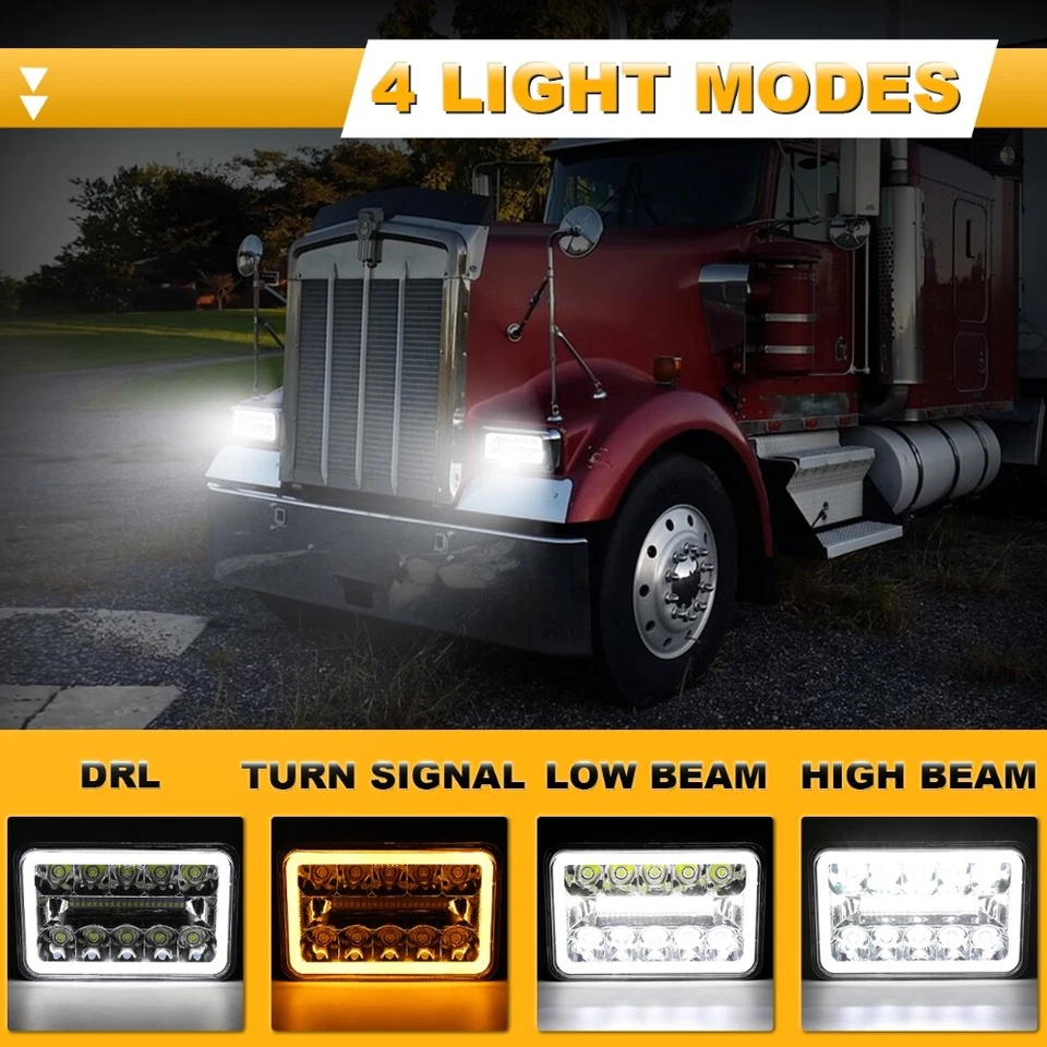 4 шт светодиодных фар дальнего света 4x6 дюймов для Western Star 4900 Semi 81-02 - Изображение 2 из 4