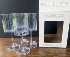 NIOB Rachel Zoe Acrylic Drinkware Indoor/Outdoor Set of 4 Goblets Glitter