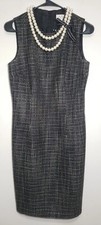 David Meister Black Woven Dress w/Necklace and Bow Size 8