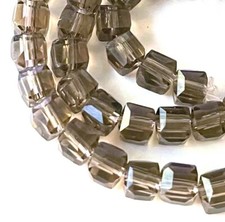 50 Smoky Brown Glass Faceted Cube Square Beads 4mm