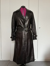 Stunning Vintage Soft Farrutx Spanish Lambs Leather Trench Long Coat Size 42