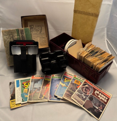 VINTAGE LOT SAWYER S VIEW-MASTER + CASE LIGHT ATTACHMENT ORIGINAL BOXES + REELS