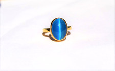 Chalcedony Oval Gemstone yellow gold plated 925 Sterling silver Ring