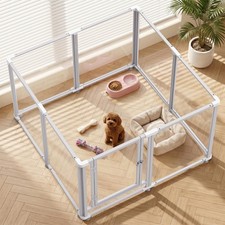 Clear Acrylic Dog Play Pen Indoor Pet Enclosure for Small Dogs Cats, Outdoo...