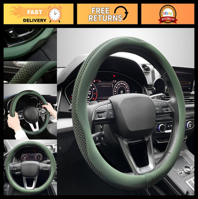 Universal 15'' Car Steering Wheel Cover - Microfiber Leather, Breathable, Non-Sli