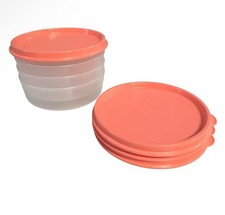 Tupperware 10cm x 3cm Snack Everyday Bowls Set 4 Apricot Snap Seal Lids New