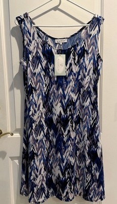 Keren Hart Womens L Mid Length Tank Dress Travel Beach Casual Easy Care Coastal