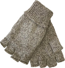 Polar Wear Mens Fingerless Ragg Wool Gloves With Inner Fleece Palm L/XL Oatmeal