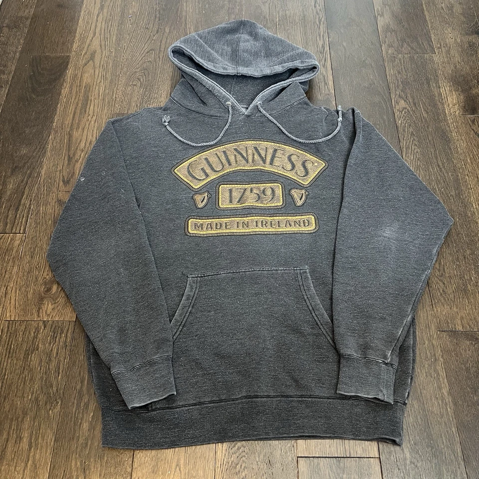 Sudadera con Capucha Guinness Negra De Colección Grande Irlanda Cerveza Alcohol Auténtico Defecto Guinness Foto 2 de 4