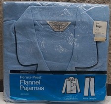 Vintage NOS SEARS PERMA-PREST MENS Large 42/44 PLAID FLANNEL PAJAMA SHIRT PANTS