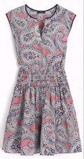 J.Crew Paisley Silk Boho Silk Mini Size 6 Smocked Waist Sleeveless Y2K Summer