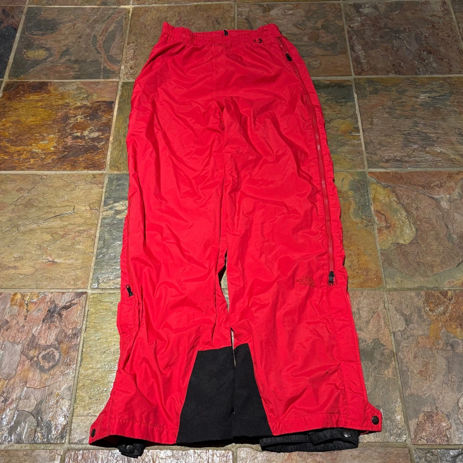The North Face Vintage Red Ski Pants Full Side Zip Snow Bibs Mens Small 12x30