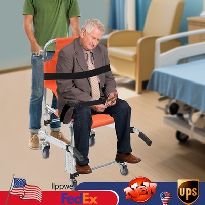 EMS Stair Climbing Chair Medical Emergency Evacuation Lifting Wheelchair w/Belts