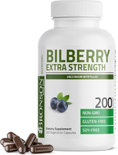 Bronson Bilberry Extra Strength Vaccinium Myrtillus, Non GMO Vegetarian Capsules