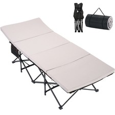 XXL Camping Cot w/2in Memory Foam Trifold Mattress,900LB Heavy Duty Sleeping Cot
