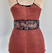 Collectif Beaded Womens Belt Adjustable Vintage 80s Large Formal Waist Hip Belt
