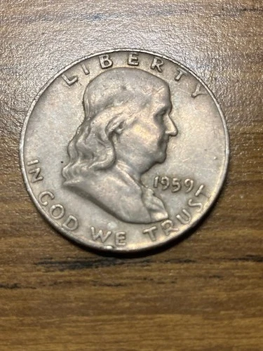 1959D Franklin Half Dollar Circulated Silver 50c  Very Good condition