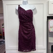 Y2K  ONYX NITE ~ Purple Lace One Shoulder Ruched Sheath Dress $189 Bling 4 USA S