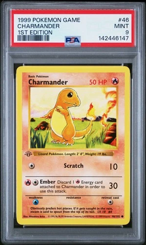 1999 POKEMON BASE SET 1ST EDITION #46 CHARMANDER PSA 9