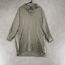 Quince Shirt Dress Womens Large Green Tencel Lyocell Tunic Pockets Popover